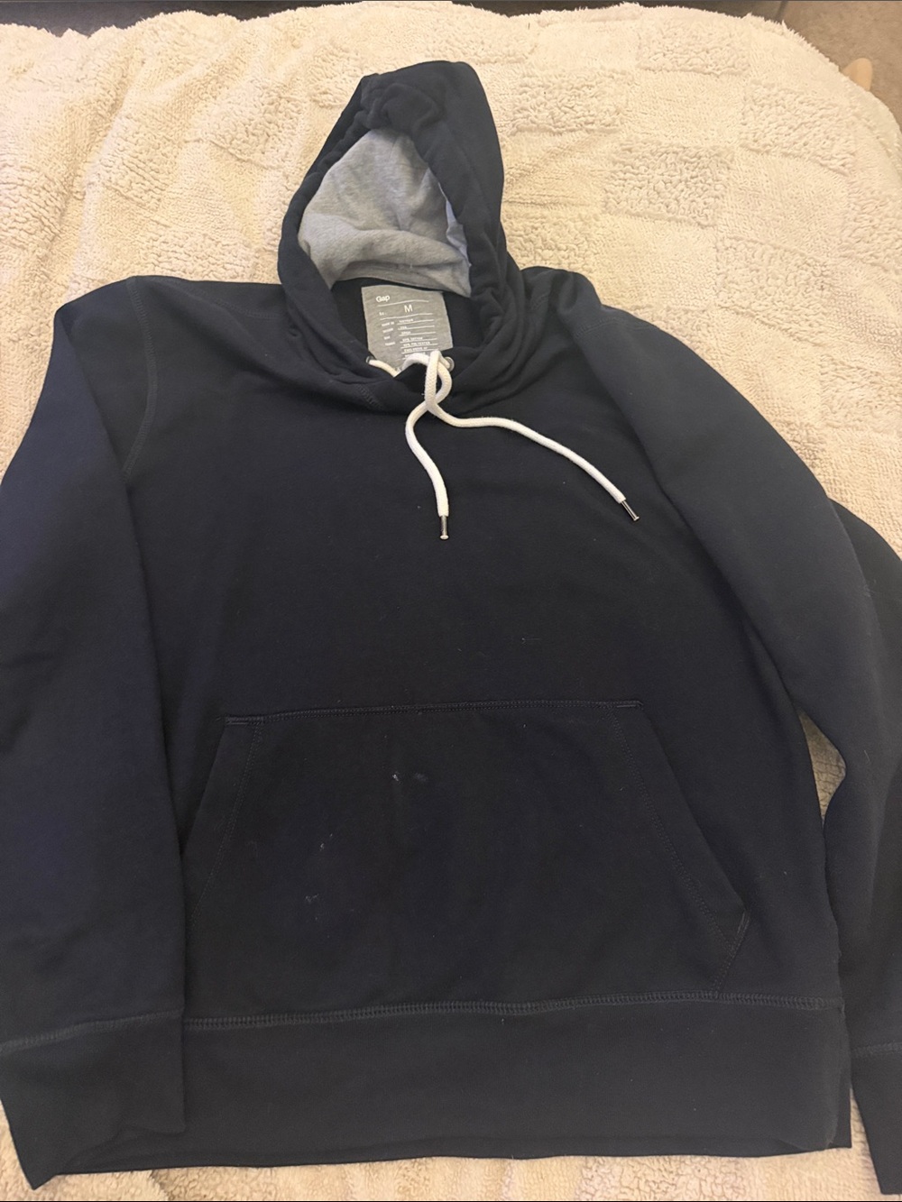 Men's Navy Hoodie with Contrast Lining - Unbranded